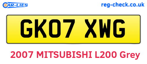 GK07XWG are the vehicle registration plates.