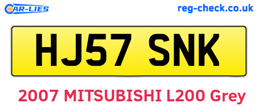 HJ57SNK are the vehicle registration plates.