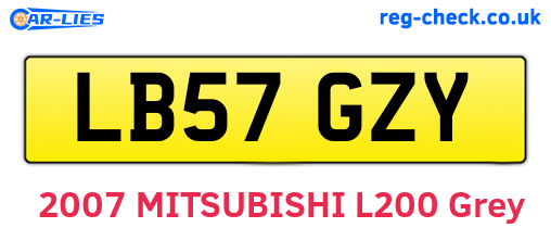 LB57GZY are the vehicle registration plates.