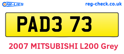 PAD373 are the vehicle registration plates.