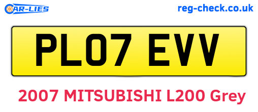 PL07EVV are the vehicle registration plates.