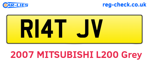 R14TJV are the vehicle registration plates.