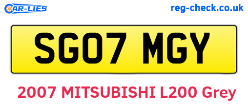 SG07MGY are the vehicle registration plates.