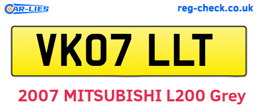 VK07LLT are the vehicle registration plates.