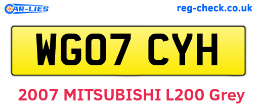 WG07CYH are the vehicle registration plates.
