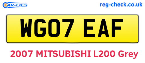 WG07EAF are the vehicle registration plates.