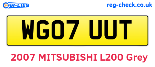 WG07UUT are the vehicle registration plates.