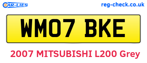 WM07BKE are the vehicle registration plates.