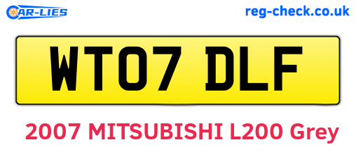 WT07DLF are the vehicle registration plates.
