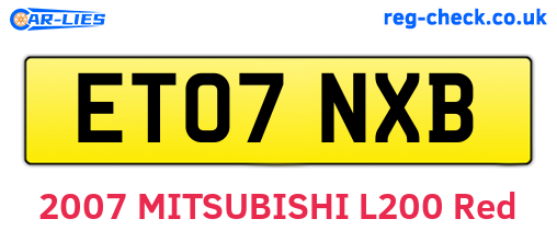 ET07NXB are the vehicle registration plates.