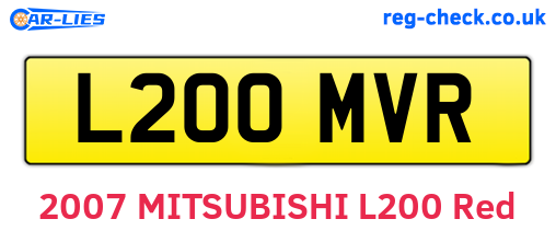 L200MVR are the vehicle registration plates.