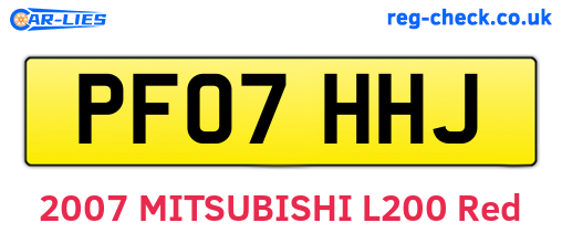 PF07HHJ are the vehicle registration plates.