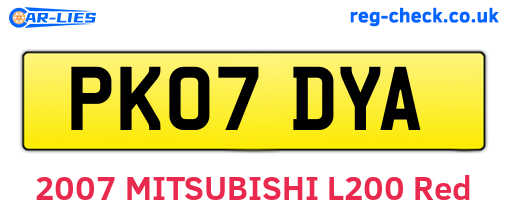 PK07DYA are the vehicle registration plates.