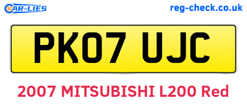 PK07UJC are the vehicle registration plates.