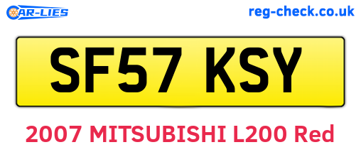 SF57KSY are the vehicle registration plates.