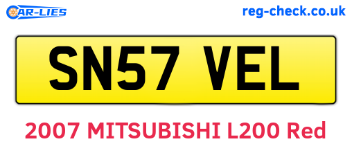 SN57VEL are the vehicle registration plates.