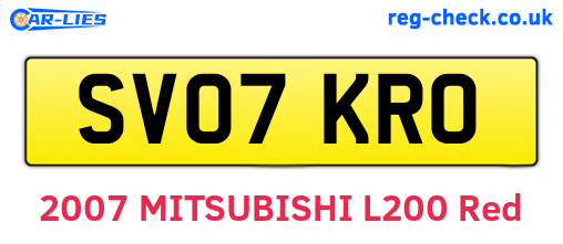 SV07KRO are the vehicle registration plates.