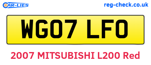 WG07LFO are the vehicle registration plates.