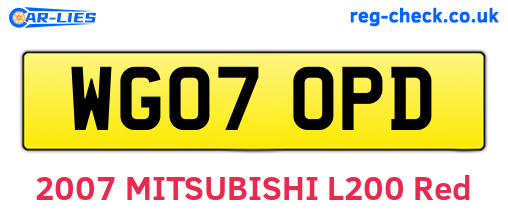 WG07OPD are the vehicle registration plates.