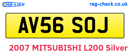 AV56SOJ are the vehicle registration plates.
