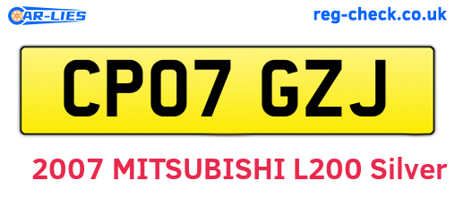 CP07GZJ are the vehicle registration plates.