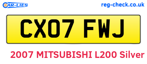 CX07FWJ are the vehicle registration plates.