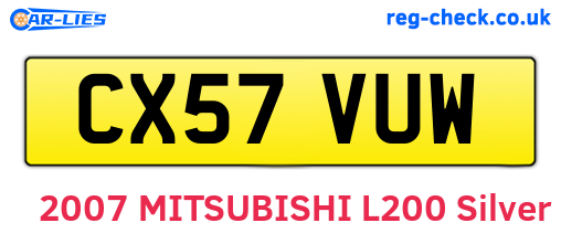 CX57VUW are the vehicle registration plates.