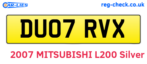 DU07RVX are the vehicle registration plates.