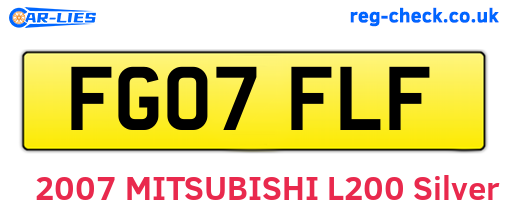 FG07FLF are the vehicle registration plates.