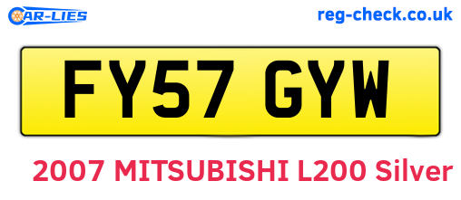 FY57GYW are the vehicle registration plates.