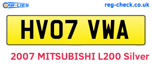 HV07VWA are the vehicle registration plates.