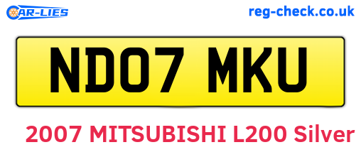 ND07MKU are the vehicle registration plates.