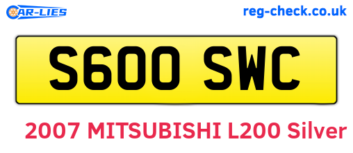 S600SWC are the vehicle registration plates.