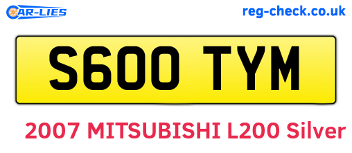 S600TYM are the vehicle registration plates.