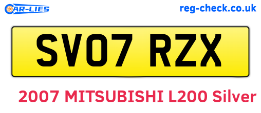 SV07RZX are the vehicle registration plates.