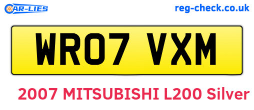 WR07VXM are the vehicle registration plates.