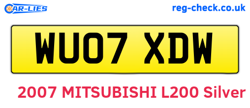 WU07XDW are the vehicle registration plates.