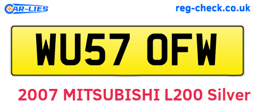 WU57OFW are the vehicle registration plates.