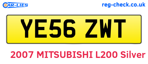 YE56ZWT are the vehicle registration plates.