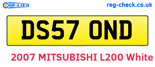 DS57OND are the vehicle registration plates.