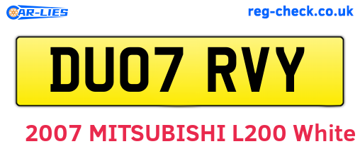 DU07RVY are the vehicle registration plates.