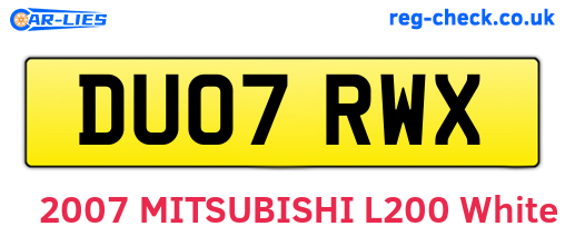 DU07RWX are the vehicle registration plates.