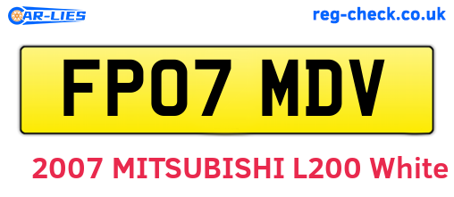 FP07MDV are the vehicle registration plates.