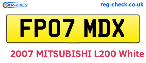 FP07MDX are the vehicle registration plates.