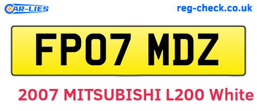 FP07MDZ are the vehicle registration plates.