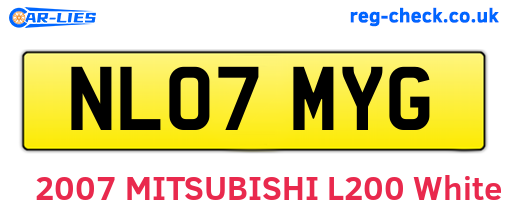 NL07MYG are the vehicle registration plates.