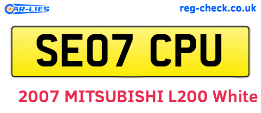 SE07CPU are the vehicle registration plates.