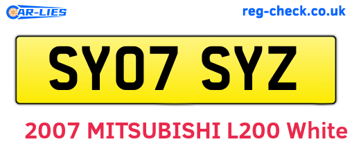 SY07SYZ are the vehicle registration plates.