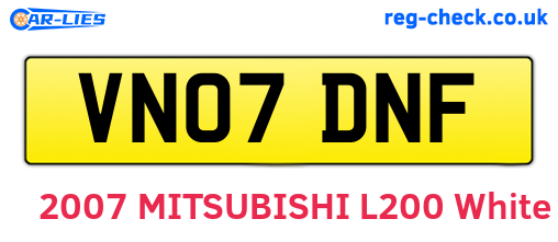 VN07DNF are the vehicle registration plates.