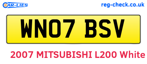 WN07BSV are the vehicle registration plates.